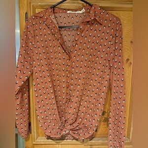 Liberty Love Terracotta Diamond Button Down Shirt